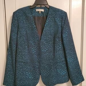 Kasper Blue, Black & Silver brocade blazer, sz 18